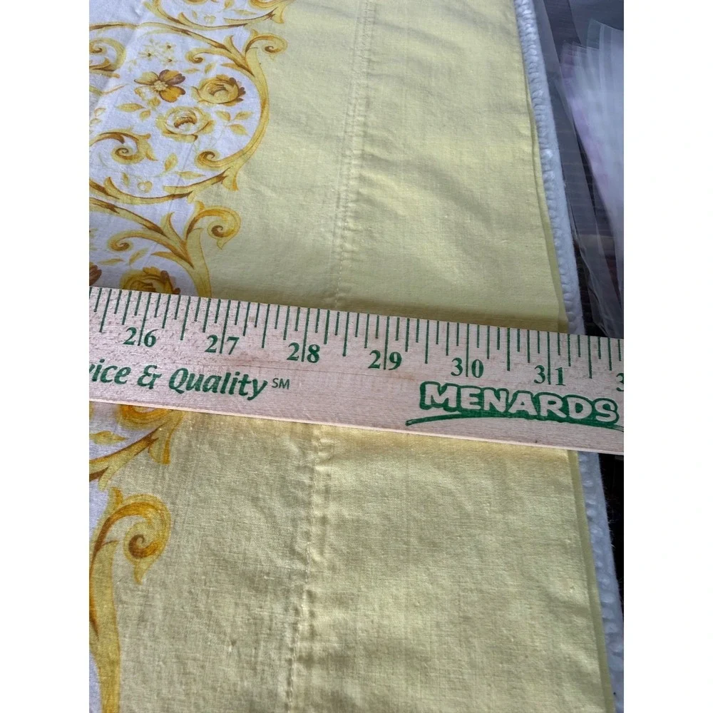 Vintage Yellow Floral Scroll Pillowcases‎ Set of 2 Queen Damask Luxury